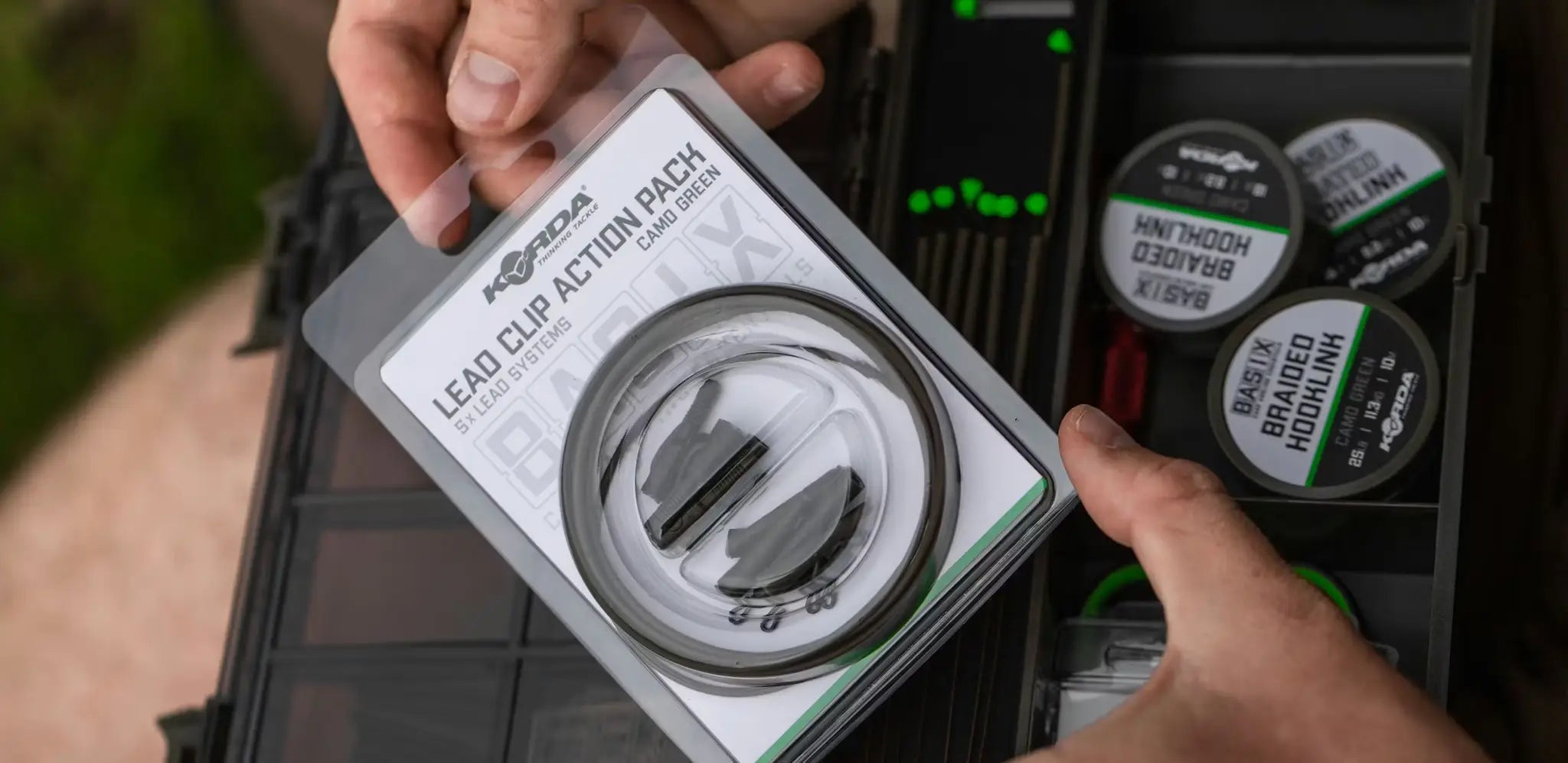 BASIX lead clip action pack in clear plastic with white green labels