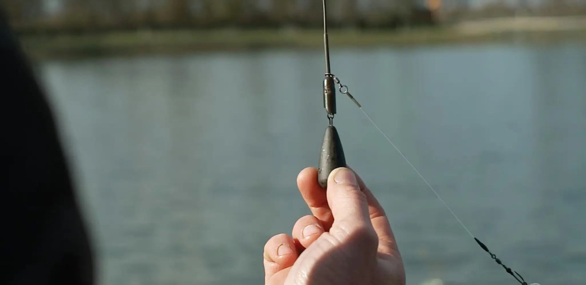 Dark green teardrop heli-safe sinker with split ring and hook for tubing kit