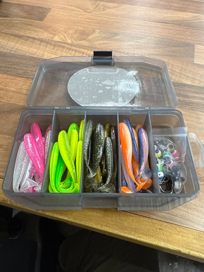 Load image into Gallery viewer, Stevenage  Bait and Tackle 76pcs 208g TEXAS RIG Fishing Lure Set Swimbait Fishing Lures Set Box with Jig Head Soft Lure Bait Freshwater Saltwater
