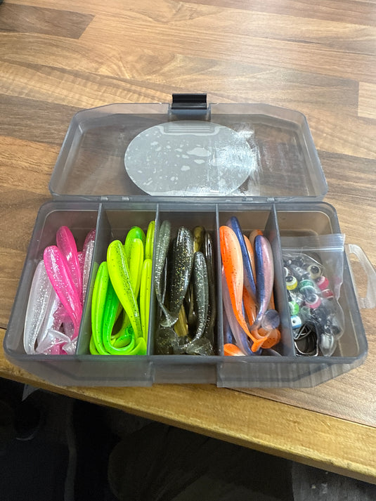 Stevenage  Bait and Tackle 76pcs 208g TEXAS RIG Fishing Lure Set Swimbait Fishing Lures Set Box with Jig Head Soft Lure Bait Freshwater Saltwater