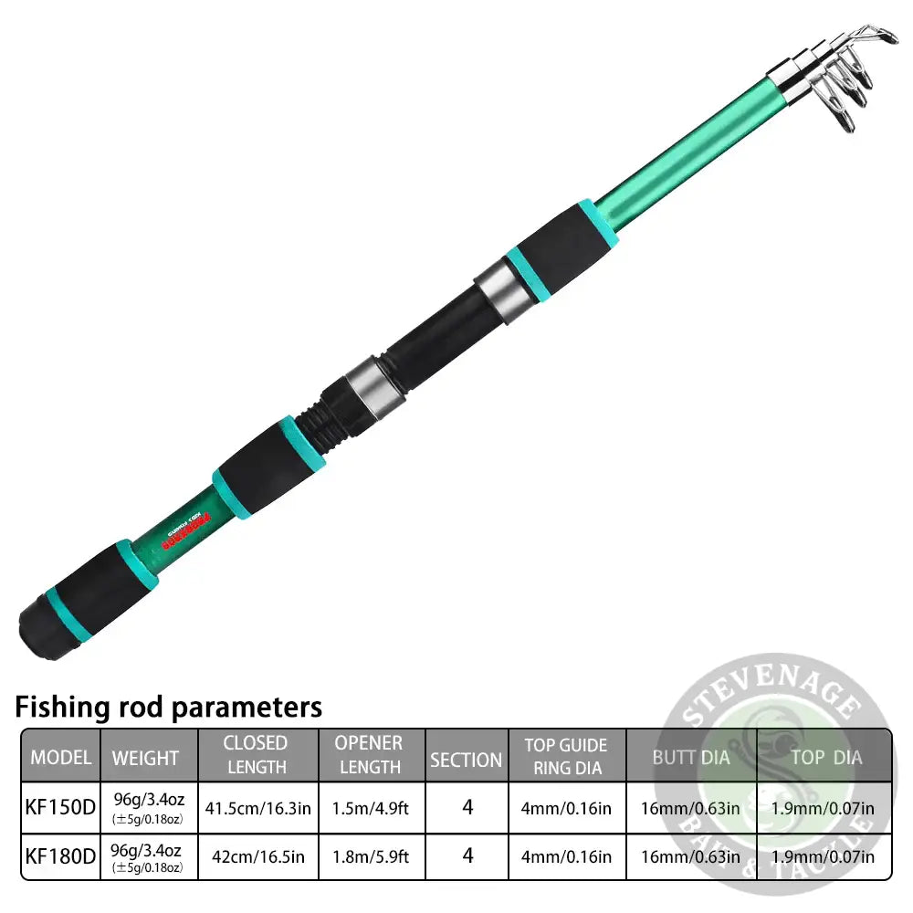 1.8M-4.5M Spinning Fishing Rod Glass Fiber Telescopic Fishing Rod Green stevenage Bait and Tackle