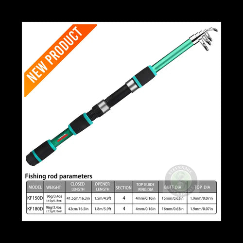 1.8M-4.5M Spinning Fishing Rod Glass Fiber Telescopic Fishing Rod Green stevenage Bait and Tackle