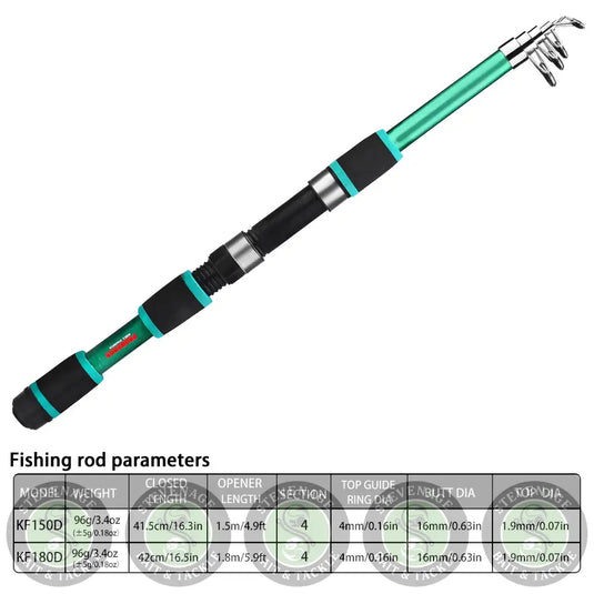 1.8M-4.5M Spinning Fishing Rod Glass Fiber Telescopic Fishing Rod Green stevenage Bait and Tackle
