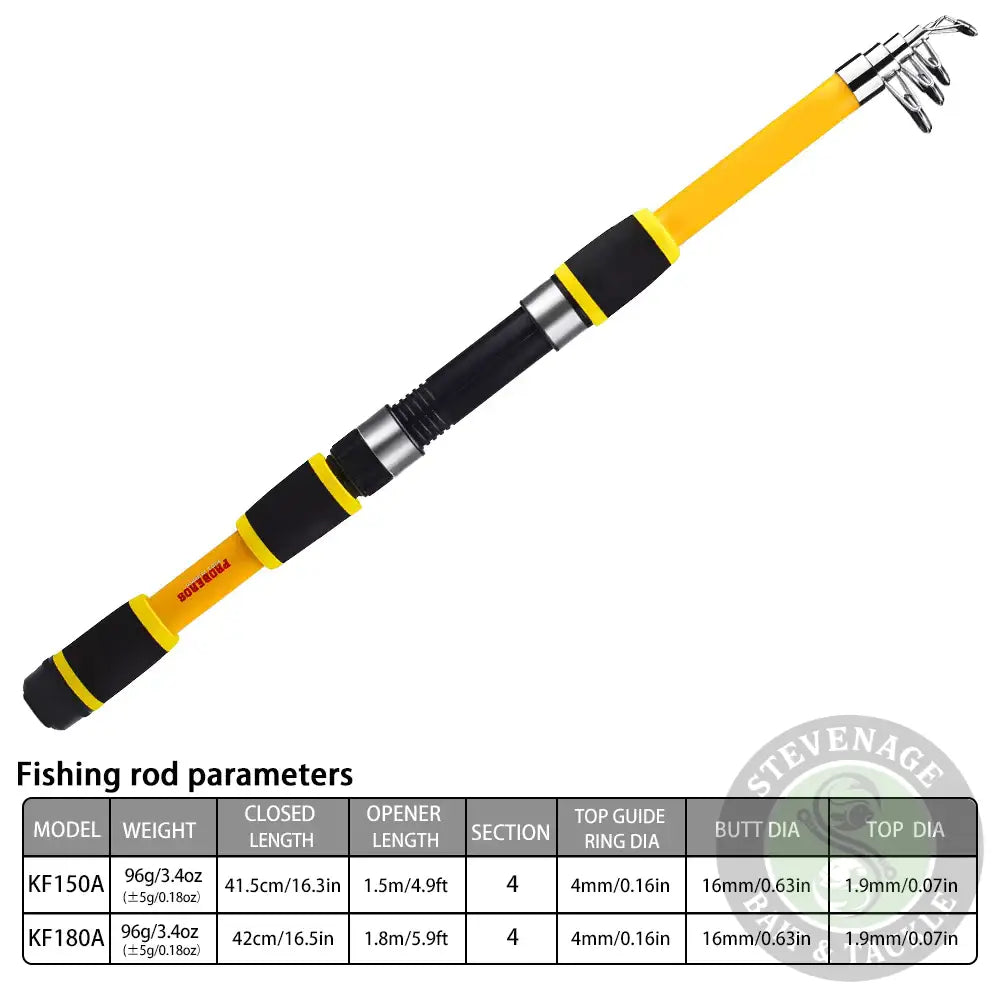 1.8M-4.5M Spinning Fishing Rod Glass Fiber Telescopic Fishing Rod YELLOW stevenage Bait and Tackle