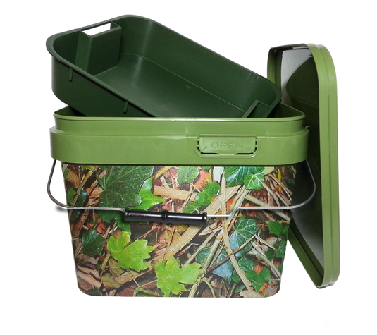 Stevenage Bait and Tackle - Camo Square 10 Litre Bucket With Tray