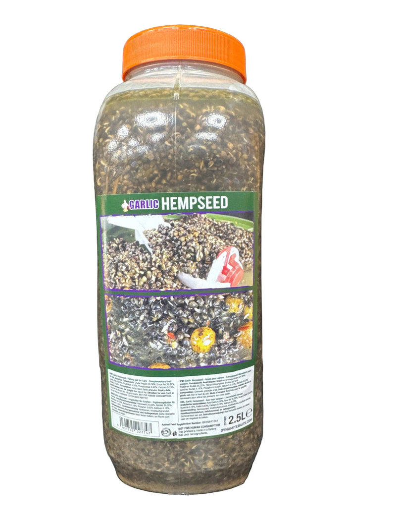 Load image into Gallery viewer, Dynamite Baits Garlic Frenzied Hempseed Jar 2.5L
