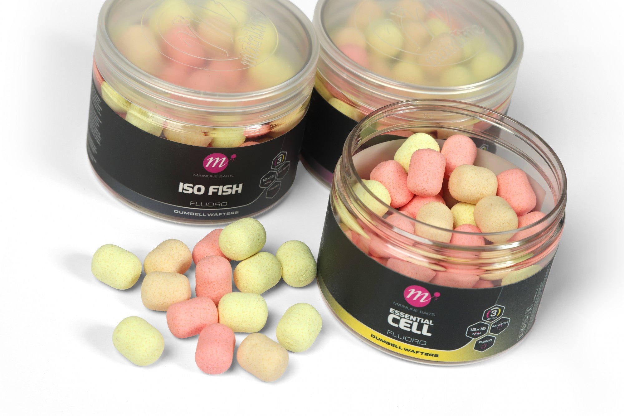 Mainline Carp ISO Sweet Fluoro Dumbell Wafters – 12x15mm PYW Mix