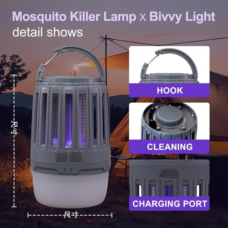 Load image into Gallery viewer, RIPPTON Grey Spider-R1 Mosquito and Fly Killer Camping Light, 2 Light Modes, Rechargeable, Waterproof for Bivvy, Home, Garden (1pcs)
