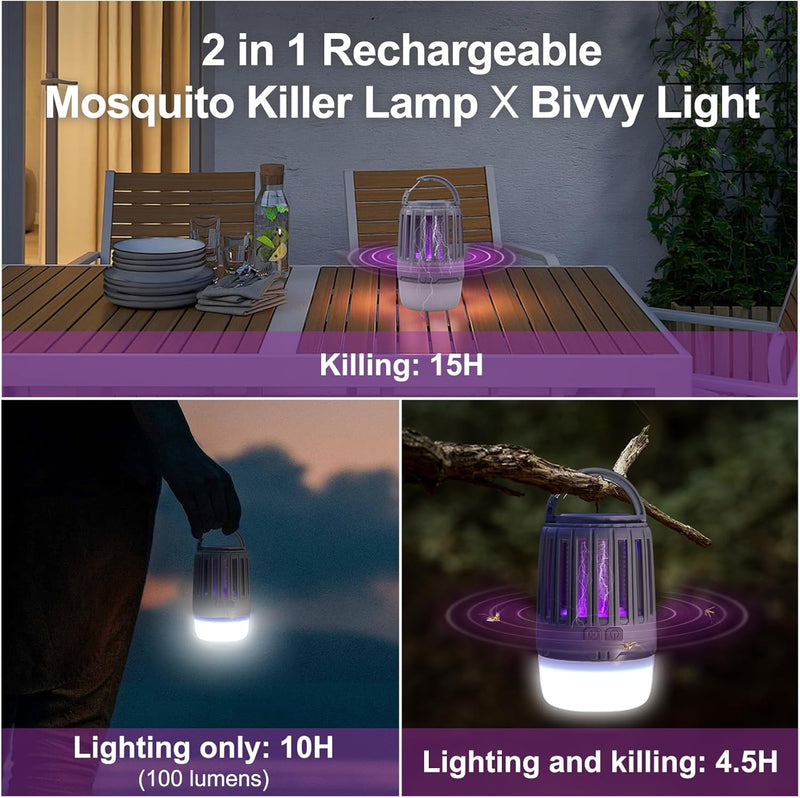Load image into Gallery viewer, RIPPTON Grey Spider-R1 Mosquito and Fly Killer Camping Light, 2 Light Modes, Rechargeable, Waterproof for Bivvy, Home, Garden (1pcs)
