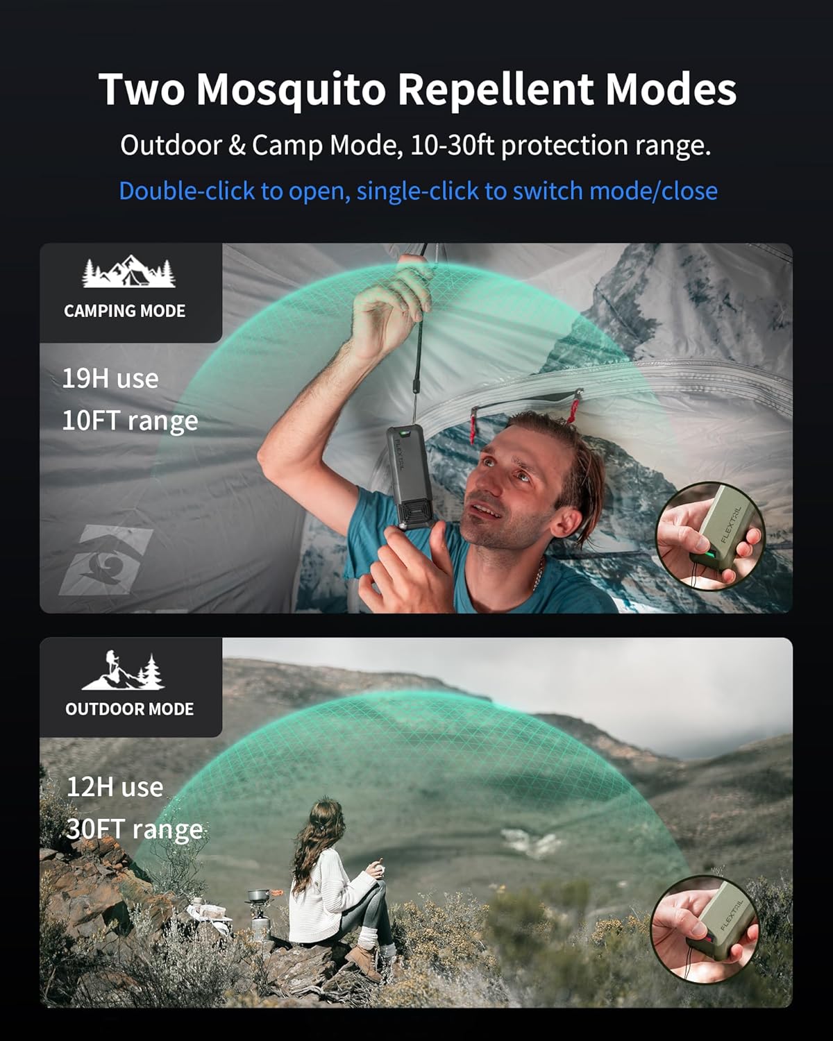 Max Repel Portable Electric Mosquito Repeller 30ft Protection 329°F Efficient Heating Rechargeable Ideal for Outdoors, Camping, Backpacking, Patios
