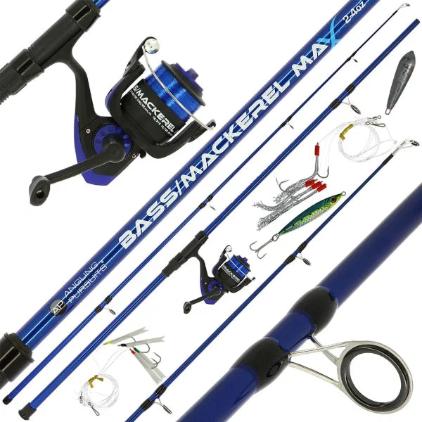 Angling Pursuits Bass Max Combo - 8ft, 2pc Bass / Mackerel Rod, 6000 Max Sea Reel and Accessories