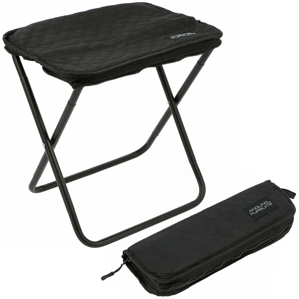 Angling Pursuits Stool - Quick Folding Compact Outdoor Stool In Black