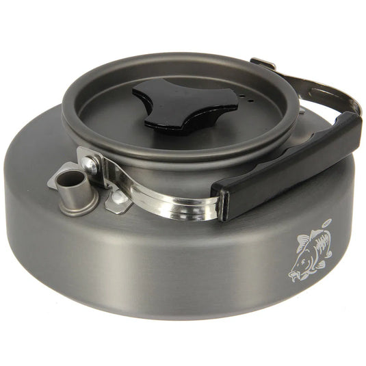 NGT Aluminium Outdoor Kettle Set - 0.80 Litre Gun Metal Kettle with Teaspoon and 600D Case