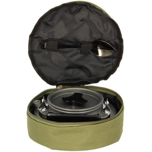 NGT Aluminium Outdoor Kettle Set - 0.80 Litre Gun Metal Kettle with Teaspoon and 600D Case