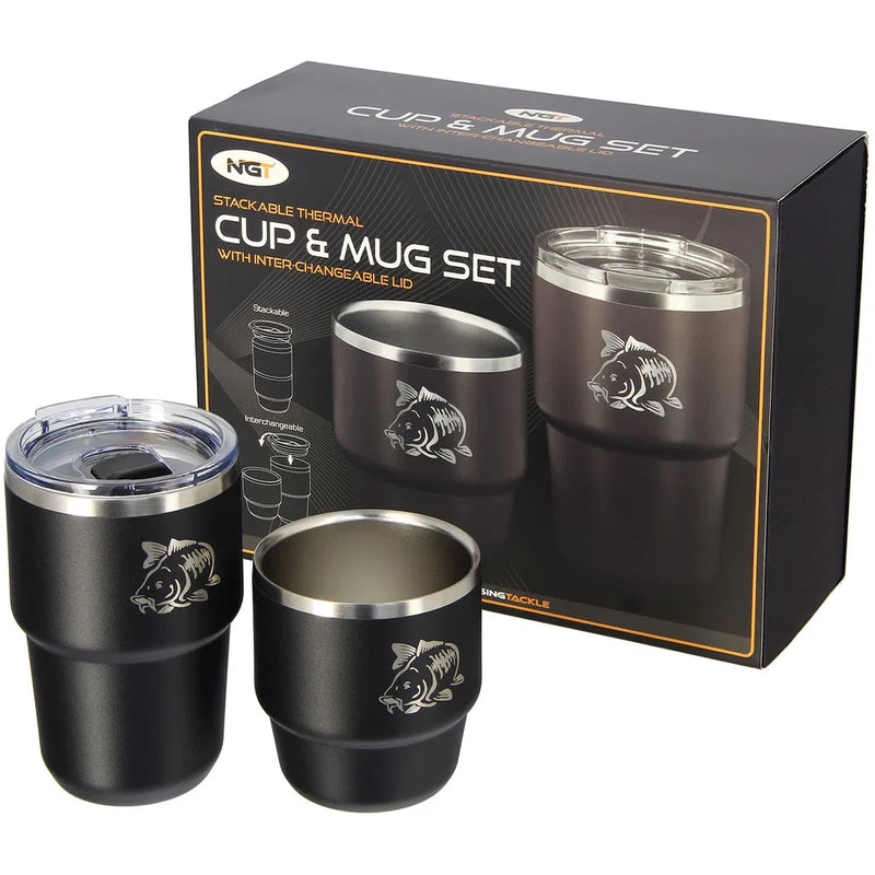 Load image into Gallery viewer, NGT Twin Mug Set - 304SS Stackable Outdoor Drink Set
