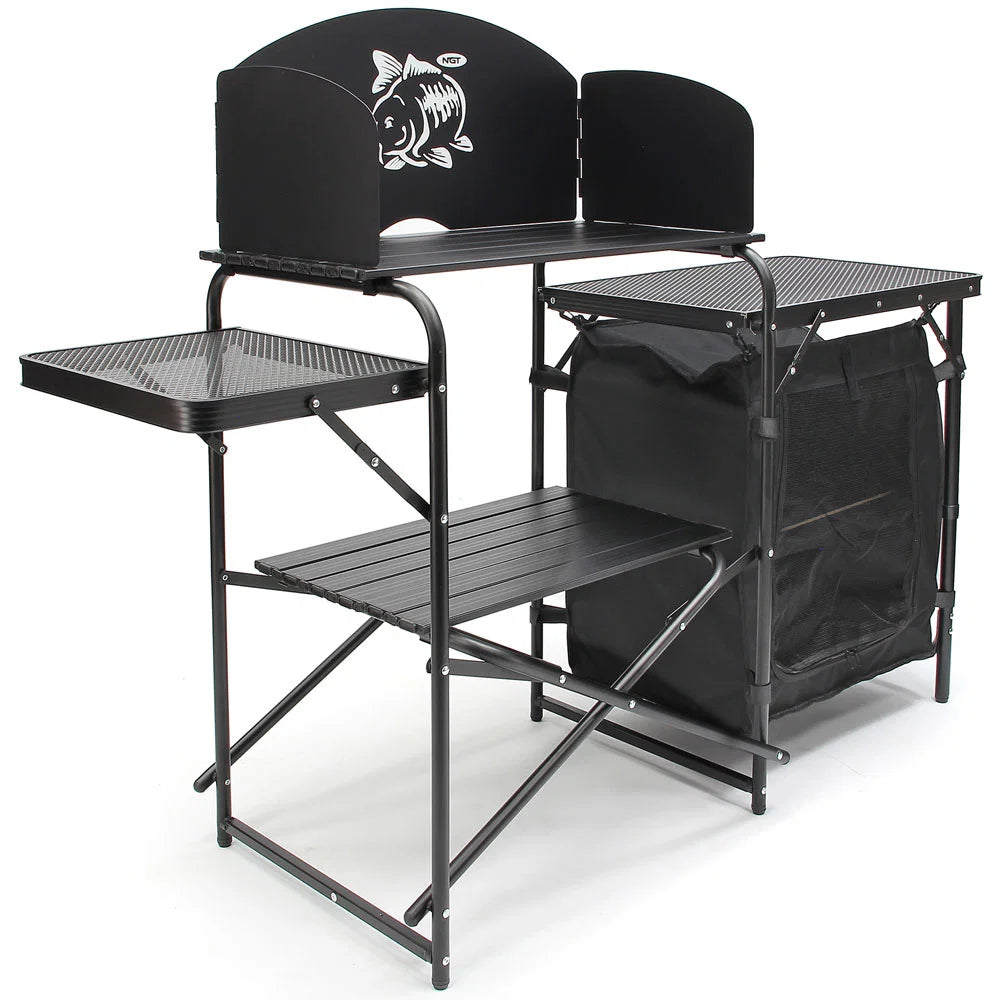 NGT Prep Station – Folding Multi-Section Outdoor Cooking Station with Carry Case