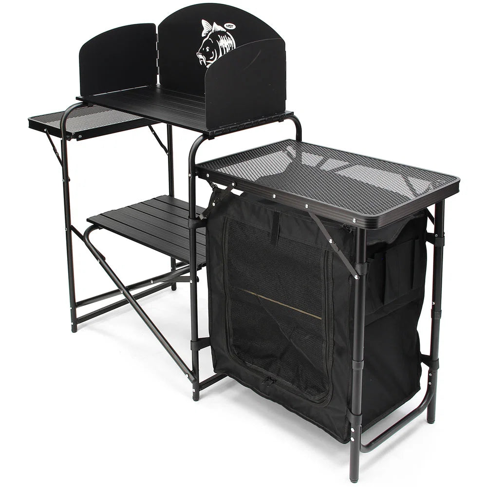 NGT Prep Station – Folding Multi-Section Outdoor Cooking Station with Carry Case