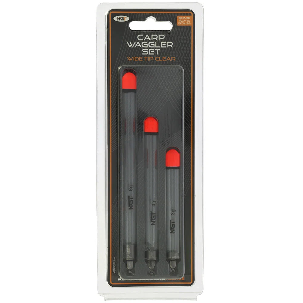 NGT 3 Pack Carp Waggler Floats - 9cm 3g, 11cm 4g and 13cm 6g Mixed Pack