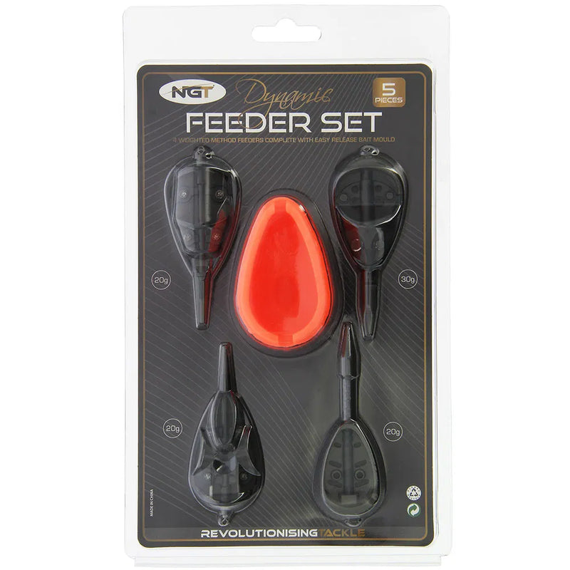 Load image into Gallery viewer, NGT Dynamic Method Feeder Set - 4 Deluxe 25g Feeders with Mould
