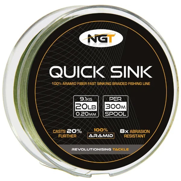 NGT Moss Green Quick Sink Braid - 20lb (300m) Spool