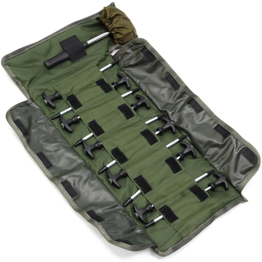 NGT Bivvy Peg Set - 10 x 8" Bivvy Pegs and Mallet in Roll Up Case