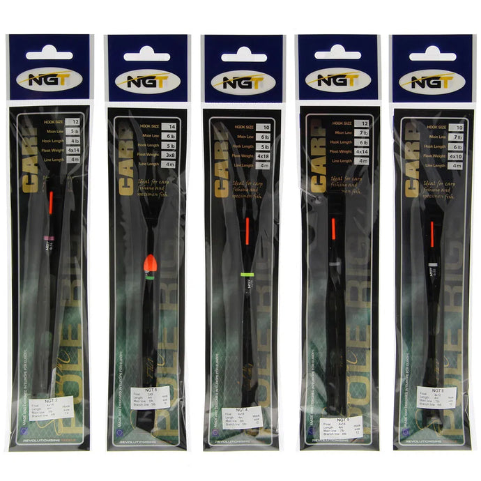 NGT Carp Pole Rigs - 10 Assorted Carp Specific Pole Rigs pole starter kit