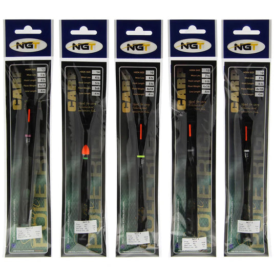 NGT Carp Pole Rigs - 10 Assorted Carp Specific Pole Rigs pole starter kit