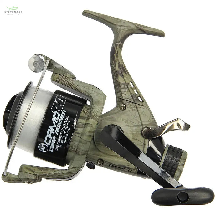 NGT Angling Pursuits Camo 40 - 3BB Carp Runner Reel with 12lb Line and Spare Spool NGT