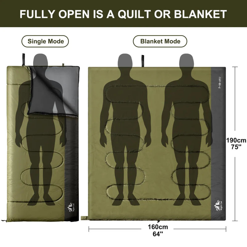 Load image into Gallery viewer, Night Cat Lightweight Backpacking Sleeping Bag for Adults - 3 Seasons
