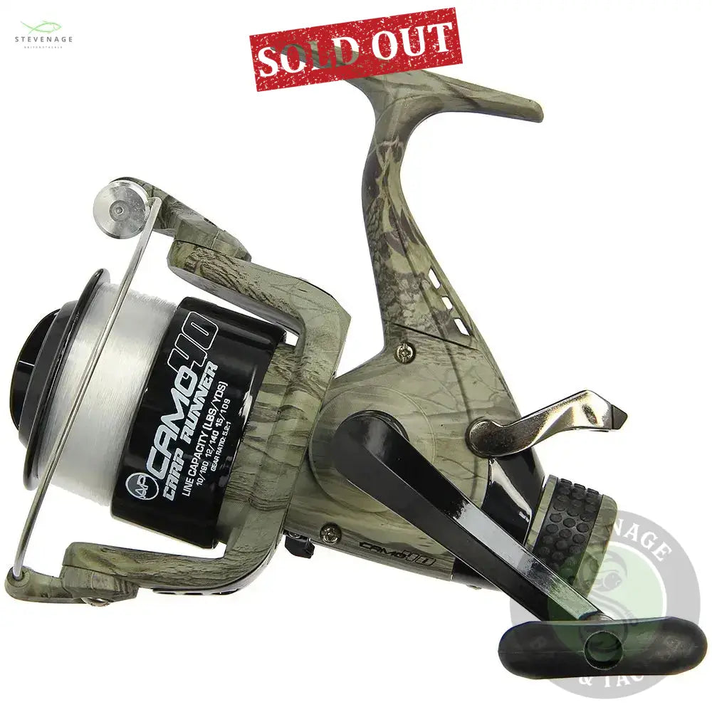 NGT Angling Pursuits Camo 40 - 3BB Carp Runner Reel with 12lb Line and Spare Spool NGT
