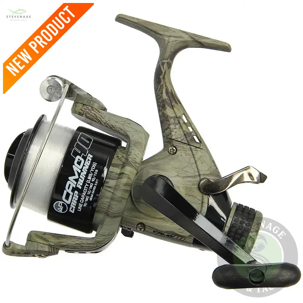 NGT Angling Pursuits Camo 40 - 3BB Carp Runner Reel with 12lb Line and Spare Spool NGT