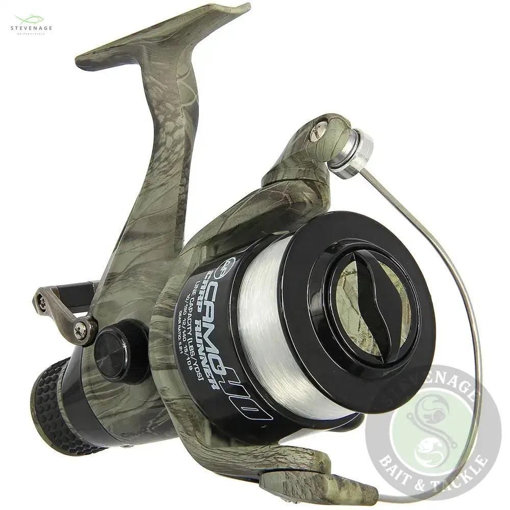 NGT Angling Pursuits Camo 40 - 3BB Carp Runner Reel with 12lb Line and Spare Spool NGT