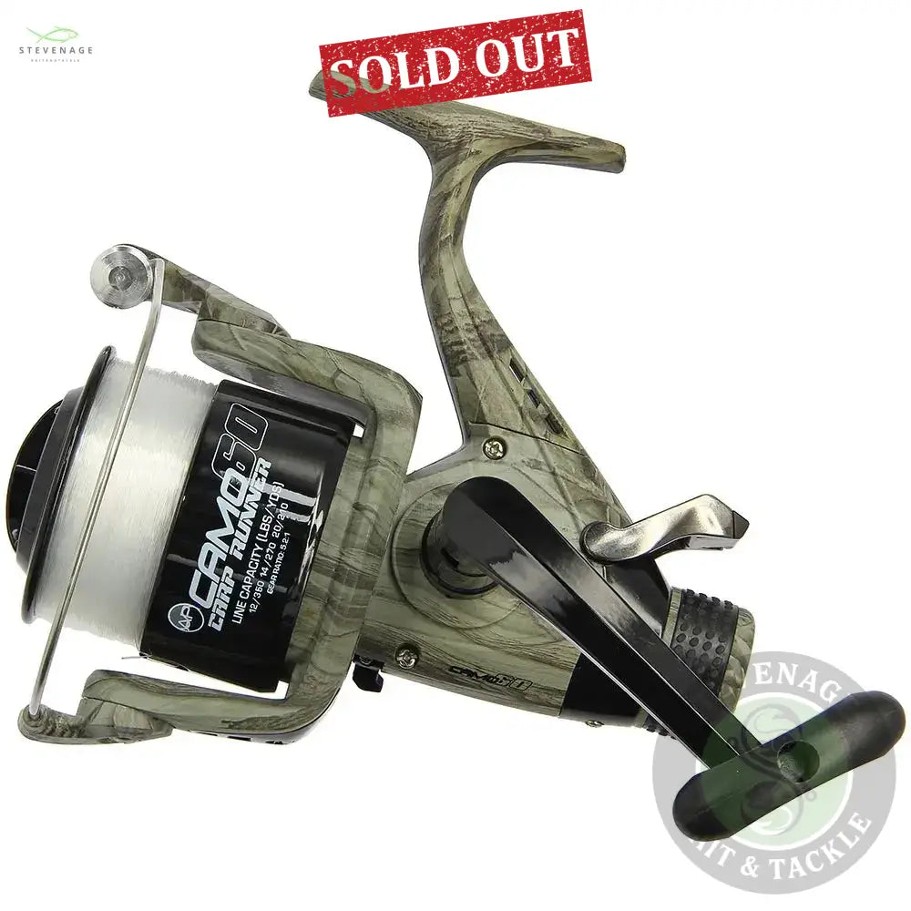 NGT Angling Pursuits Camo 60 - 3BB Carp Runner Reel with 12lb Line and Spare Spool NGT