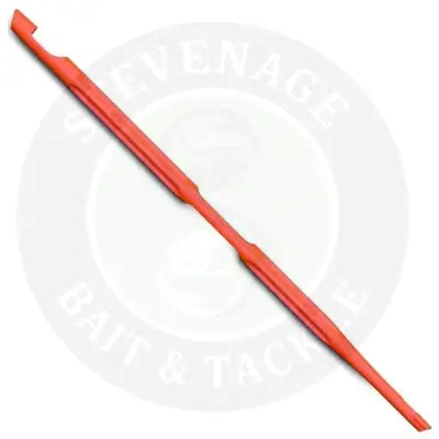 Bright orange disgorger double made of durable plastic with tapered shape and two notches for stevenage bait use