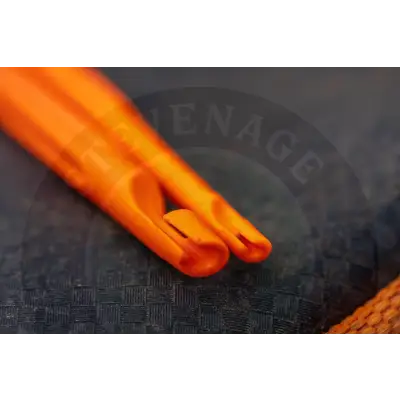 Bright orange durable fishing tackle disgorger medium with smooth glossy finish and ergonomic textured grip design