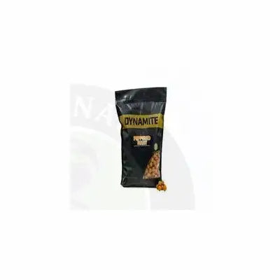 Black bag of dynamite baits peppered peppeerd fruit-boilies 15mm with yellow label and natural fruit flavours pellets visible