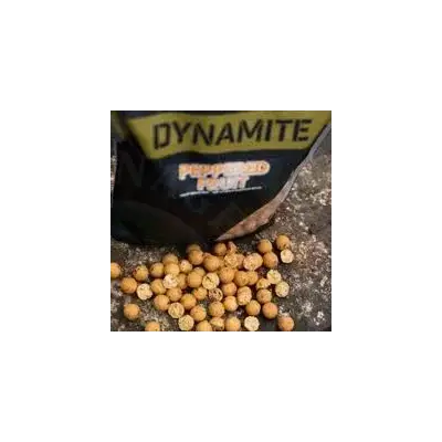 Black bag of dynamite baits peppered fruit boilies 12mm golden brown fishing bait pellets 1kg packaging
