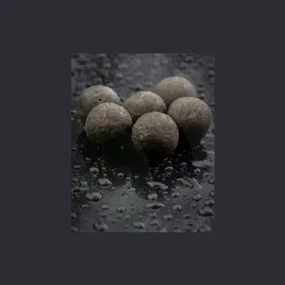 Gray textured marbles with subtle speckles in elevate baits garlic infusion boilies 18mm 1kg for fishing use