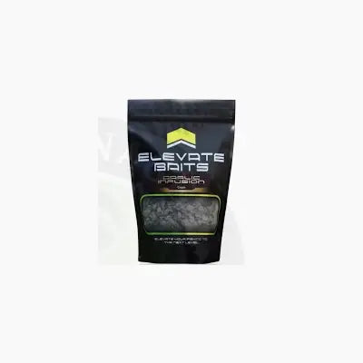 Black pouch of Elevate Baits organic frog bait featuring garlic infusion crush for effective fishing lure use
