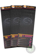 Black guru maggot hook rigs 6 inch featuring 16f1 20f1 22f1 sizes with labeled barbs spads floats marlors for stevenage bait use