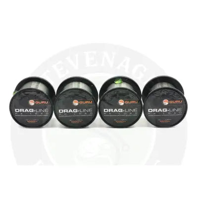 Four spools of guru drag-line 10lb black label silver monofilament 30mm 1000m fishing line stevenage bait