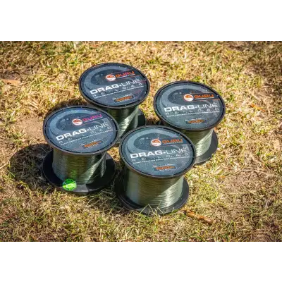 Four spools of guru drag-line 10lb fishing line 030mm 1000m green translucent from stevenage bait
