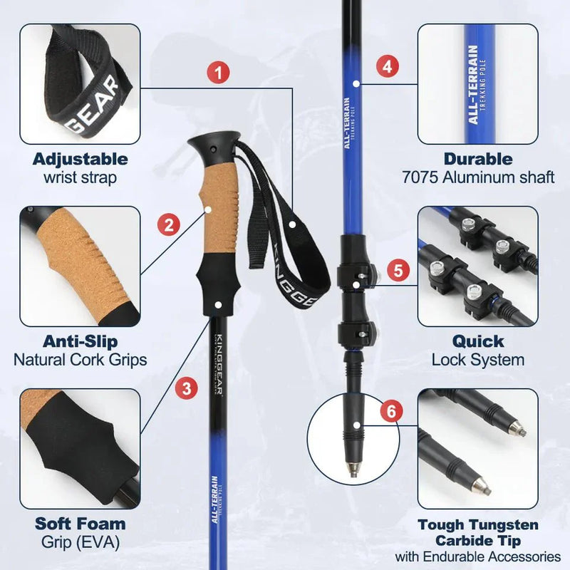 Load image into Gallery viewer, KingGear Aluminium Hiking Poles

