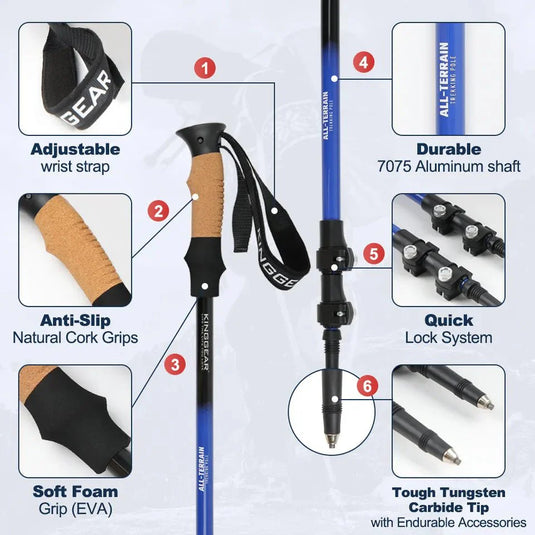 KingGear Aluminium Hiking Poles