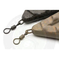 Tan and dark gray speckled Korda big grippa 1.5oz fishing weights with textured triangular shapes and metal swivels ideal for boating rigs and Stevenage bait
