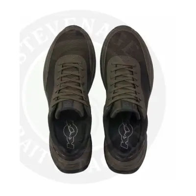 Dark olive green hoka one one drykore trainer running shoes with textured upper and cushioned sole pre order april