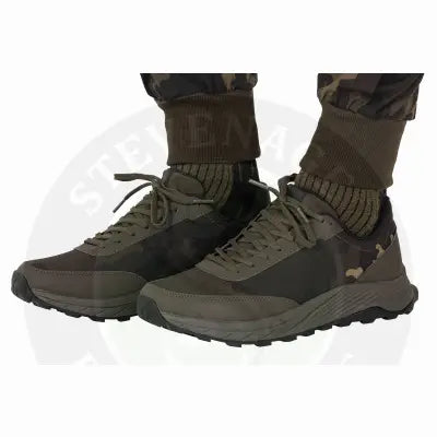 Korda drykore trainer olive green and dark gray camouflage athletic sneakers with rugged textured sole pre order april