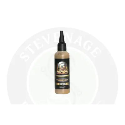 A sleek 115ml korda goo tiger nut smoke e-liquid bottle with black cap and gold accent label for smokes power smokes