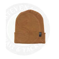 Korda klassic beanie rust in tan knitted fabric with a classic beanie shape and a head warm folded cuff