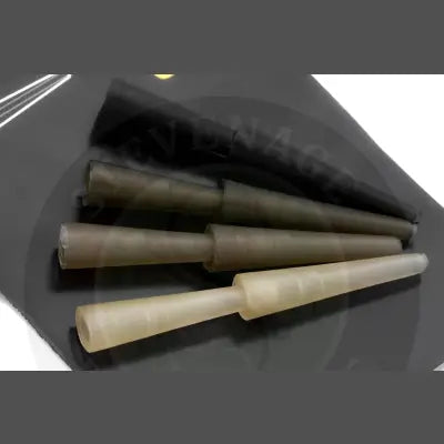 Korda tail rubber silt durable tail rubbers in translucent beige tan and black for streamlined rubber sleeves and lead clips